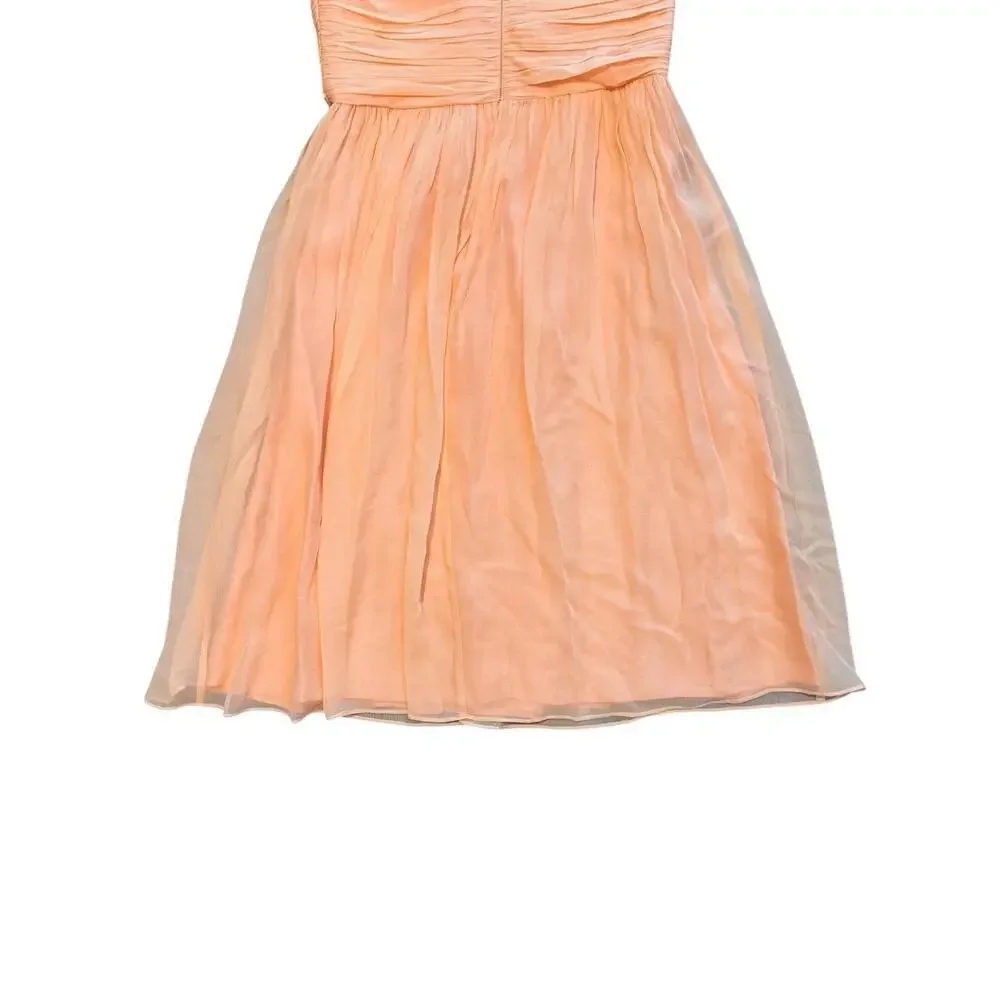 Donna Morgan Coral Orange Silk V-Neck A-Line Sleeveless Dress Women’s Size 4 - Picture 4 of 8